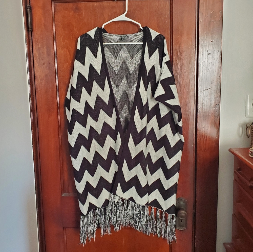 Black and white poncho